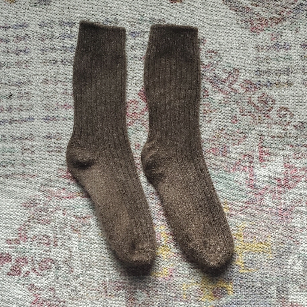 100% Baby Yak Wool Socks Brown